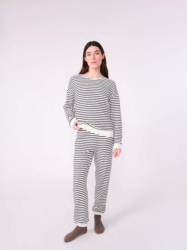 striped terry cotton pajamas