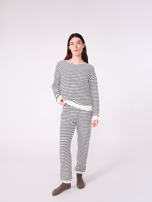 striped terry cotton pajamas