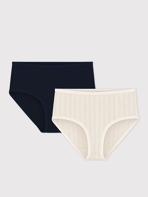 Pack of women's high-waisted cotton pants