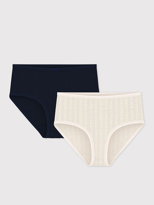 Pack of women's high-waisted cotton pants