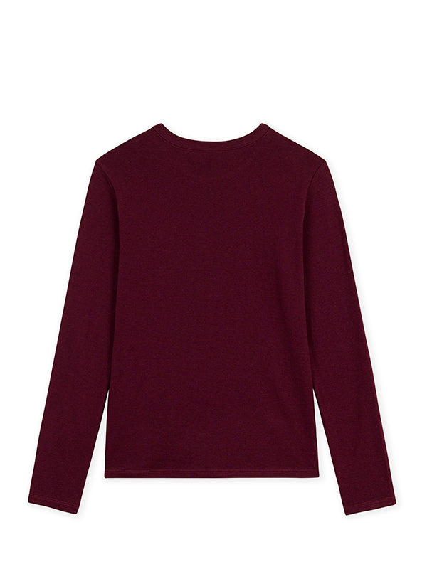 Women's long-sleeved plain cotton T-shirt