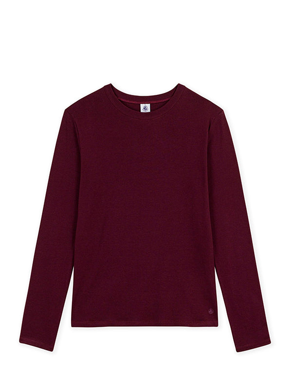Women's long-sleeved plain cotton T-shirt