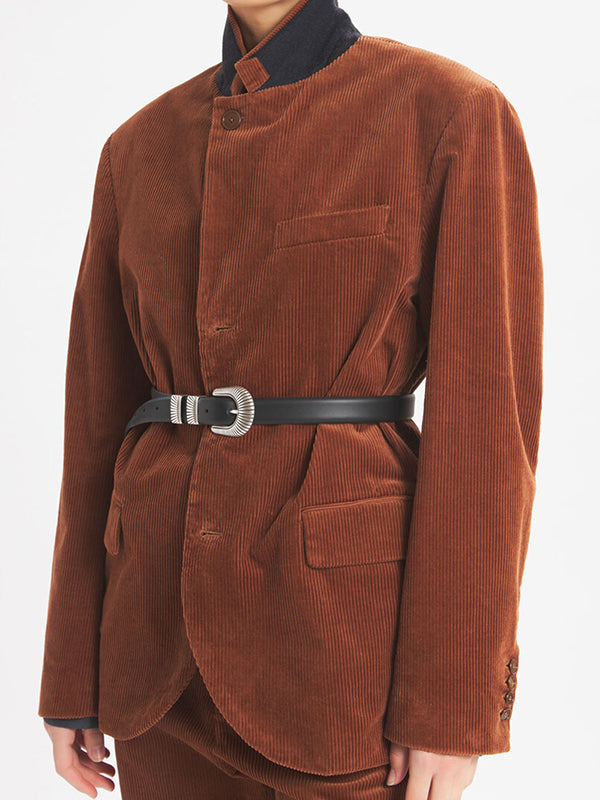 Belt Cinta Argento Pelle Nero