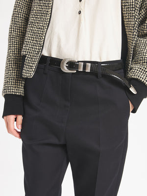 Belt Cinta Argento Pelle Nero