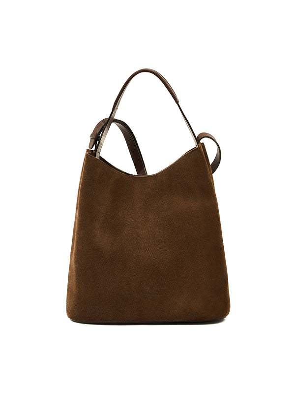 Le laudi Women's bucket bag in suede color dark brown