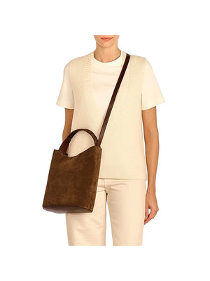 Le laudi Women's bucket bag in suede color dark brown