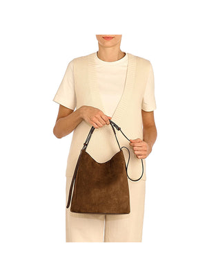 Le laudi Women's bucket bag in suede color dark brown
