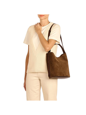 Le laudi Women's bucket bag in suede color dark brown