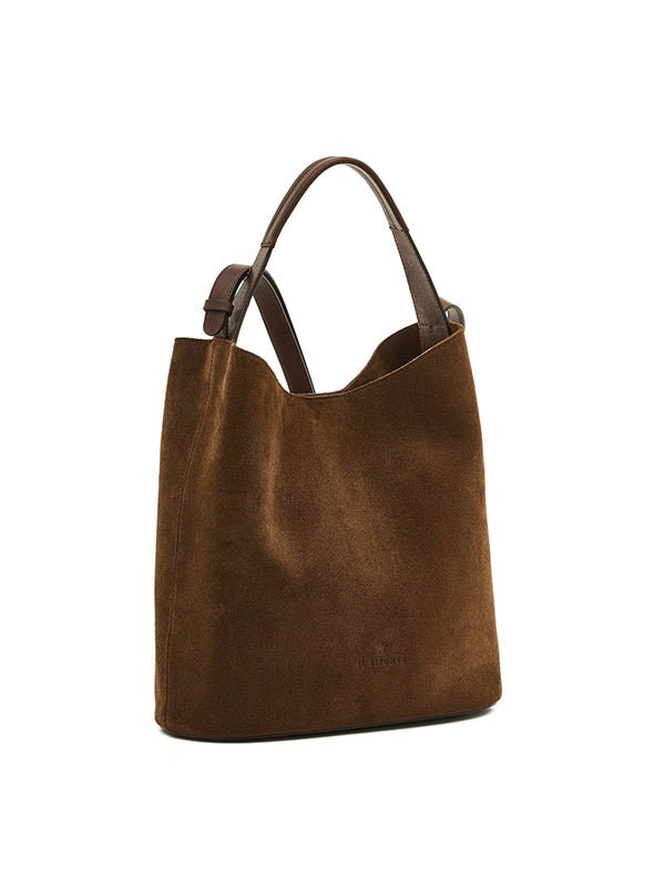 Le laudi Women's bucket bag in suede color dark brown