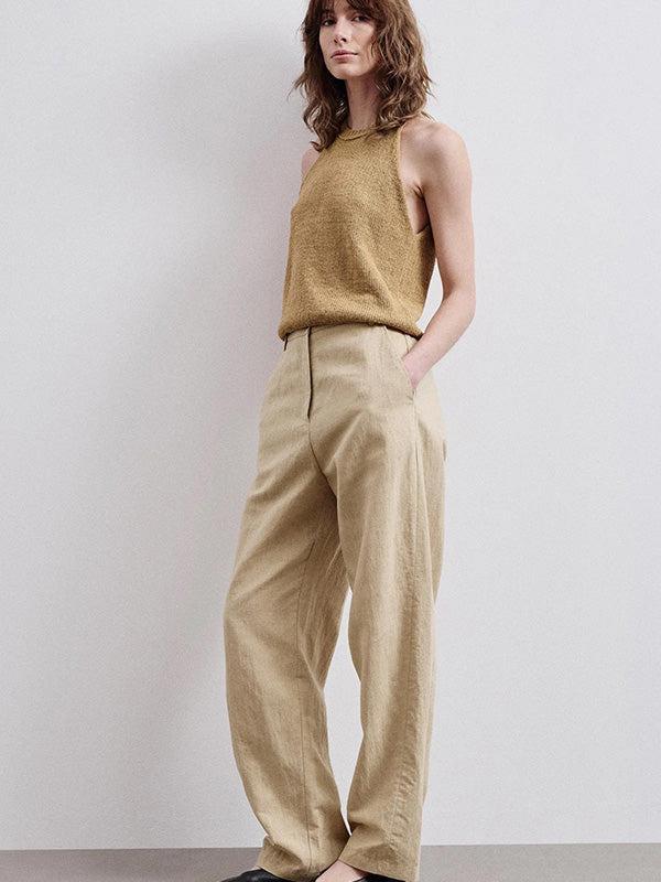 Cotton and linen twill trousers