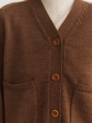 Raw wool heavy cardigan