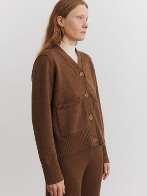 Raw wool heavy cardigan