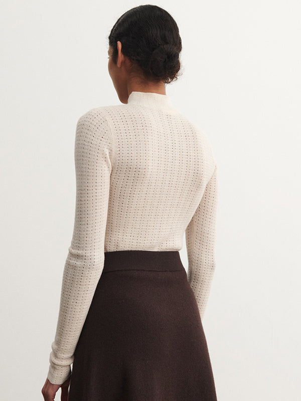 High Neck Pointelle Top