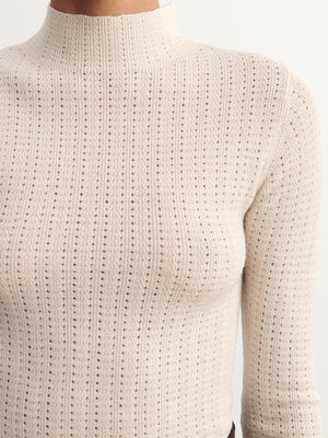 High Neck Pointelle Top