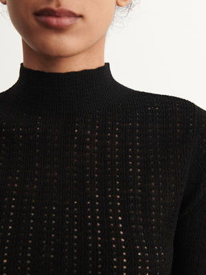 High Neck Pointelle Top
