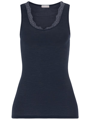 Woolen Lace Tank Top in Navy
