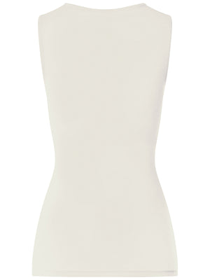Woolen Lace Tank Top in Misty White