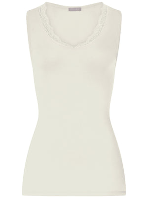 Woolen Lace Tank Top in Misty White
