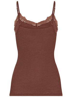 Woolen Lace Spaghetti Top in Cinnamon