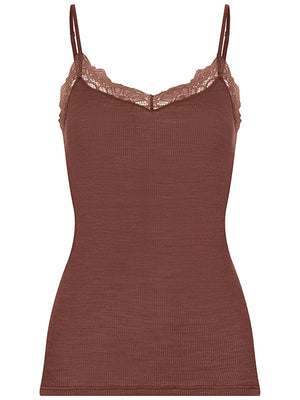 Woolen Lace Spaghetti Top in Cinnamon