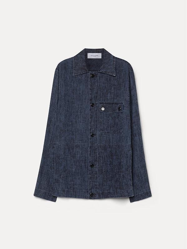 Long Shirt in faded linen canvas