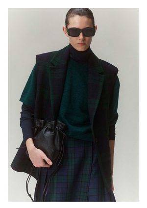 Blazer vest in checkered wool