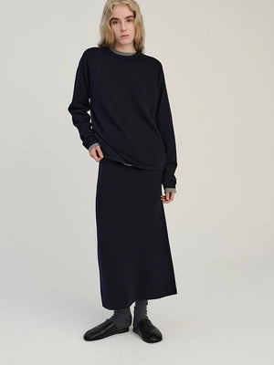 Longsleeve T - Navy - Wool & Cashmere