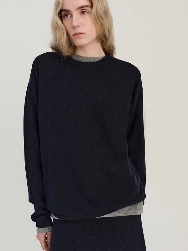Longsleeve T - Navy - Wool & Cashmere