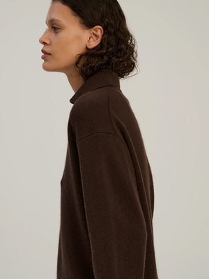 Zip Polo - Dark Brown - Wool & Cashmere