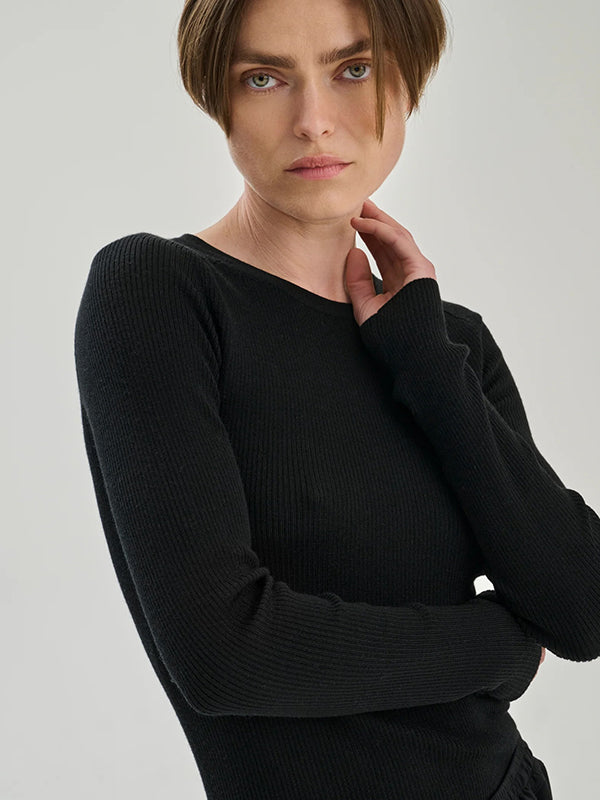 Rib Crew - Merino Wool - Black