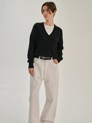 V Neck - Merino Wool - Black