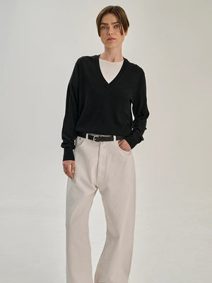V Neck - Merino Wool - Black