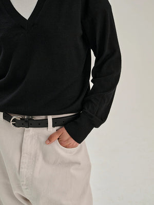 V Neck - Merino Wool - Black