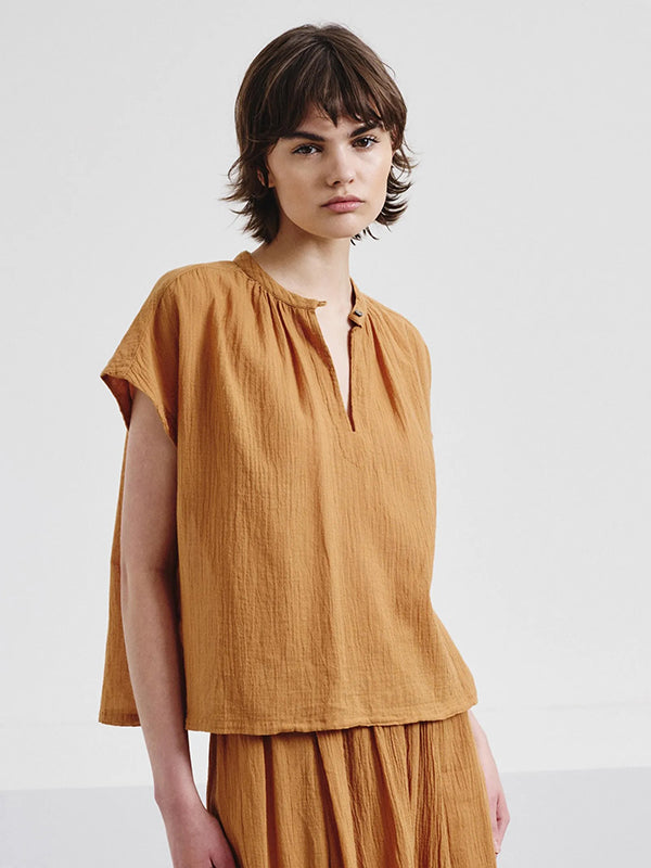 Organic cotton crepe gauze top