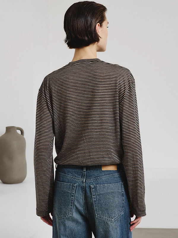 Long-sleeve T-shirt in striped jersey