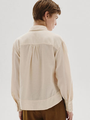 Cotton and wool micro-weave shirt