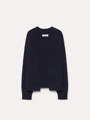 Bouclé knit wool and alpaca cardigan