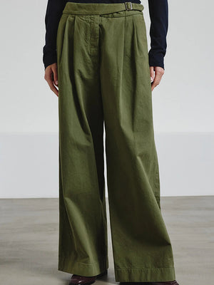 Wide-leg trousers in cotton drill