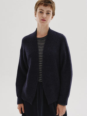 Bouclé knit wool and alpaca cardigan