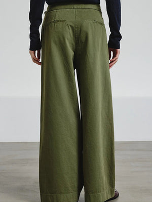 Wide-leg trousers in cotton drill