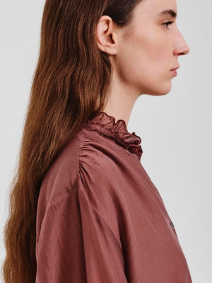 Silk and cotton voile ruffled shirt