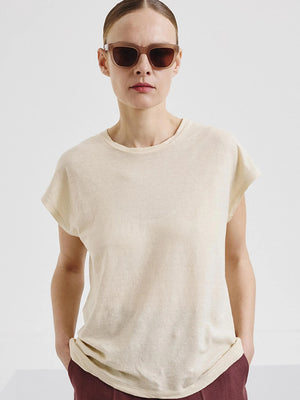 Linen and cotton jersey top