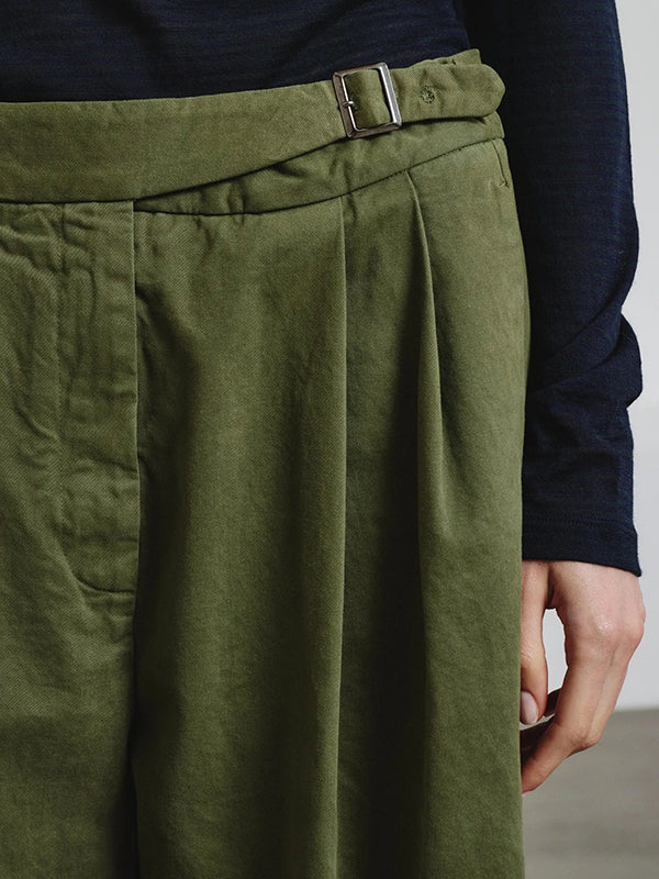 Wide-leg trousers in cotton drill