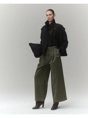 Wide-leg trousers in cotton drill
