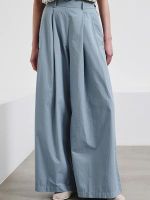 Wide-leg cotton gabardine trousers